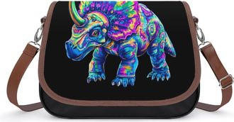 Generic Tie Dye Triceratops Crossbody Bags for Women Shoulder Messenger Bag Purse Handbags
