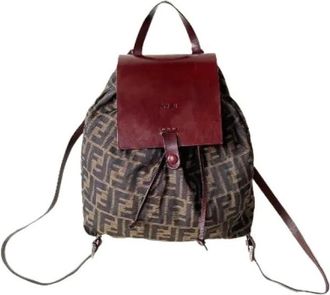 Fendi Pre-owned Backpacks, female, Red, Size: ONE SIZE Pre-owned Zucca Canvas Backpack