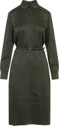 Gucci Greysh Forest Green Gg Dress-Donna