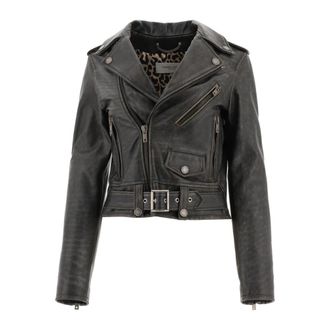 Golden Goose Leren Bikerjack - Dames - Leren en Su&egrave;de Jassen - Zwart - S - Leer - Jassen