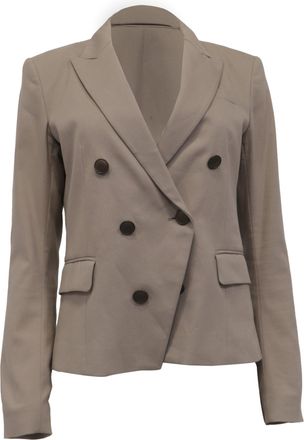 Theory Double-Breasted Blazer in Beige Cotton