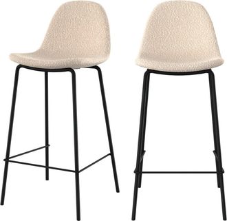 Rendez-Vous D&eacute;co Set de 2 sillas para isla de cocina en tela beige 65,5 cm