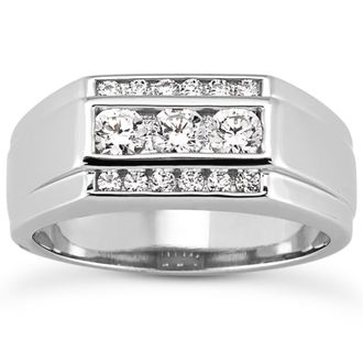 Pompeii3 Mens 1 Ct T. W. Diamond Ring 10k White Gold