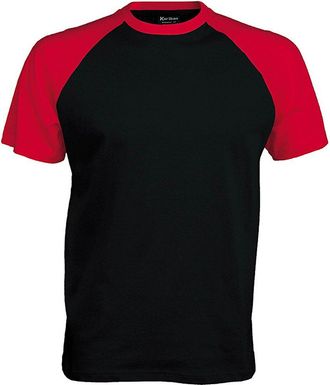 Kariban Short sleeve baseball tee Black/ Red M