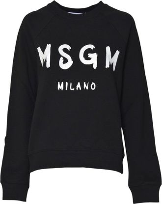 Msgm Relaxed Fit Cotton Sweater With Graphic Lettering