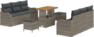 vidaXL Vidaxl - Garden Sofa Set with Cushion 9 pcs Grey 90 x 55 x 71 cm