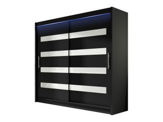 Mirjan24 Mobilier1 - Armario Closico 156, Negro + Blanco Brillante, 215x180x58cm, Puertas De Armario: Correderas, N&uacute;mero De Estantes: 0, Led
