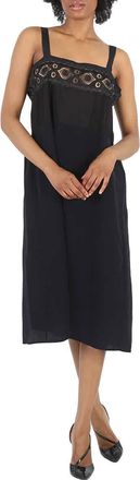 Maison Margiela Ladies Black Silk Viscose Midi Dress