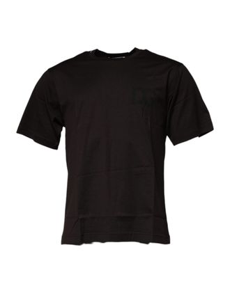 Dolce & Gabbana Mens Dark Brown Logo Cotton Crew Neck T-Shirt