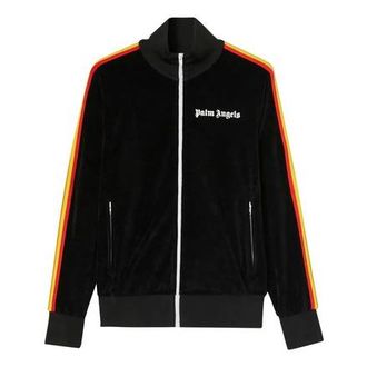 Palm Angels Rainbow Chenille Track Jacket Black White PMBD001C99FAB0021001