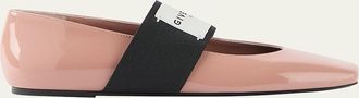 Givenchy Sliced Square Label Patent Leather Ballerina Flats