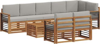 vidaXL Conjunto De Sof&aacute;s De Exterior 9 Uds. Gris Natural Y Claro Vidaxl