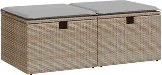 vidaXL vidaXL 2 Piece Garden Sofa Set with Cushions Beige Poly Rattan Acacia