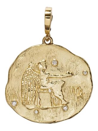 Azlee 18K yellow gold Of The Stars Virgo diamond coin charm - women - 18kt Yellow Gold/Diamond - One Size