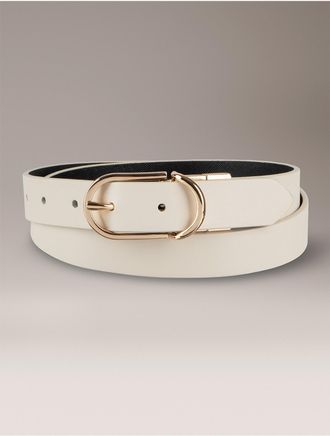Calvin Klein Womens Reversible Swivel Buckle Belt - White - XS