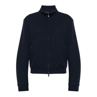 Emporio Armani Zip-throughs, male, Blue, Size: 2XL Turtleneck Sweatshirt