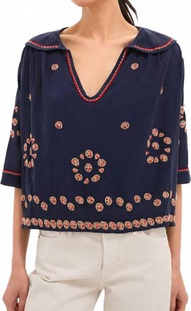 The Great. Beaded Vintage Sailor Top In Navy