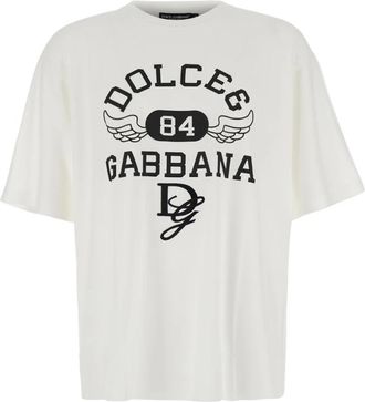 Dolce & Gabbana Maxi Logo Oversize T-Shirt - Heren - T-shirts - Wit - 2XL - Katoen - Tops