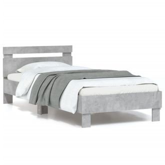 Berkfield Home Bed Frame without Mattress with LED Lights Concrete Grey 90x200 cm