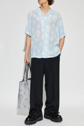 Alexander McQueen Shirt With Skull Motif, Mens, Light Blue