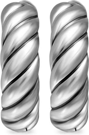David Yurman Orecchini a cerchio Sculpted Cable in argento sterling (18,6mm)