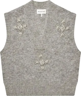 Munthe Truien & Vesten, Dames, Grijs, M, V-neck Truien