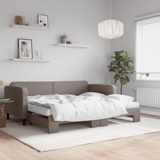 vidaXL Sof&aacute; Cama Nido Con Colch&oacute;n Tela Gris Taupe 90x200 Cm Vidaxl