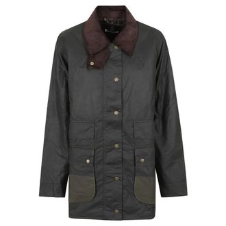 Barbour Modern Border Waxed Jacket - Dames - Jassen - Groen - Maat: XS Katoen