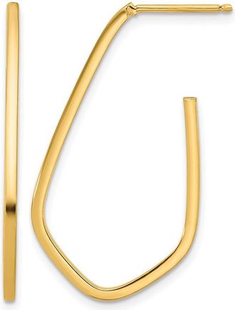 Diamond2Deal 14K Yellwo Gold Geometric Shaped J-Hoop Post Earrings