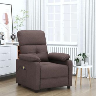 vidaXL Sill&oacute;n De Masaje El&eacute;ctrico Tela Marr&oacute;n Oscuro Vidaxl