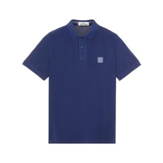 Stone Island Polo shirt van katoen-piqu&eacute; - Heren - Polos - Blauw - XL - Katoen - Tops