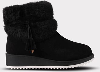 Lamofootwear Womens Bailee Suede Zip Up Wedge Boot In Black