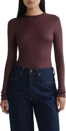 A Gold E Delphi Slim Ribbed Tee in Corinth Burgundy at Nordstrom, Size X-Small