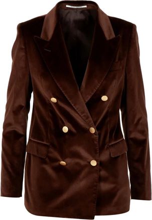 Tagliatore Velvet Blazer - Dames - Blazers - Bruin - 2XL - Leer - Jassen