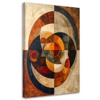 Feeby Cuadro En Lienzo, C&iacute;rculos Geom&eacute;tricos Abstractos En Tonos Tierra, 80x120