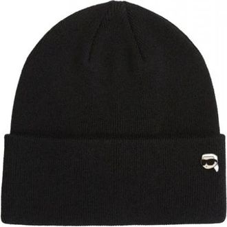 Karl Lagerfeld Ikon Pin Beanie - unisex - Hoeden - Zwart - ONE Size - Wol - Accessoires