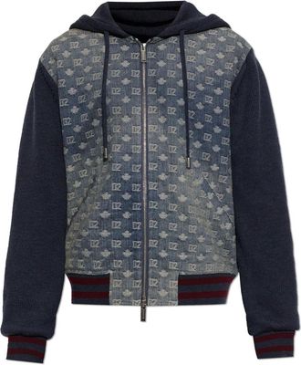 Dsquared2 Truien & Vesten, Heren, Blauw, S, Katoen, Cardigan van gecombineerde materialen