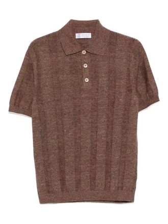 Brunello Cucinelli Linen And Cotton Wide Rib Knit Polo