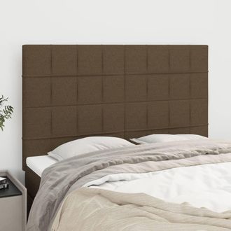 vidaXL Cabeceros 4 Unidades Tela Marr&oacute;n Oscuro 72x5x78/88 Cm Vidaxl