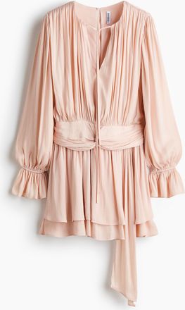 H&M Drapiertes Kleid mit Knotendetail - Puderrosa