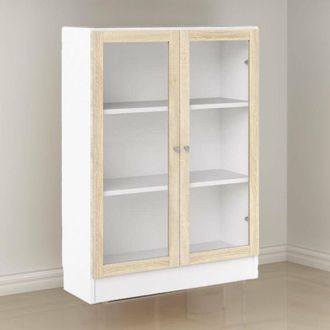 Dmora Dmora - Estante Para Libros Aline, Estante De Oficina, Porta Libros M&oacute;vil, Biblioteca, 79x28 H107 Cm, Blanco Y Roble