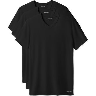 Tommy John 3-Pack Second Skin Stay Tucked V-Neck Undershirts in Black at Nordstrom, Size Large