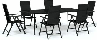 vidaXL Juego De Comedor Para Jard&iacute;n 7 Piezas Negro Vidaxl