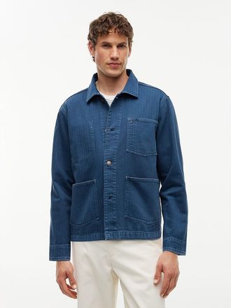 Tommy Hilfiger Mens Garment-Dyed Herringbone Chore Jacket - Indigo Blue - XXXL