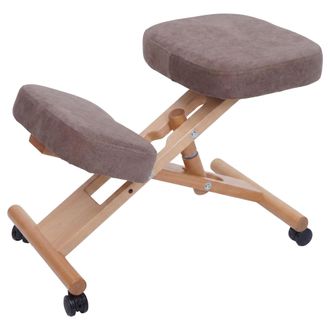 Hhg [non Utilizzato] Sedia Sgabello Pouf Posturale Ergonomica Con Ruote Altezza Regolabile Hhg-915 Stoffa/tessuto (200 G/m&sup2;) Legno, Marrone