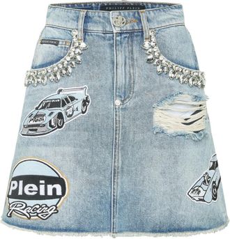 Philipp Plein Dames, Rokken, Blauw, Maat: XS Denim