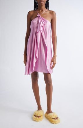 Acne Studios Dumika Draped Satin Halter Minidress in Blush Pink at Nordstrom, Size 10 Us