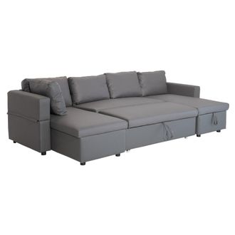 Happy Garden Sof&aacute; cama panor&aacute;mico de 4 plazas en imitaci&oacute;n gris moteada