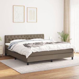 vidaXL Vidaxl - Cama Box Spring Con Colch&oacute;n Tela Gris Taupe 160x200 Cm