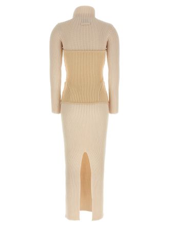 Jean Paul Gaultier Womens Beige Merino Wool Long Dress